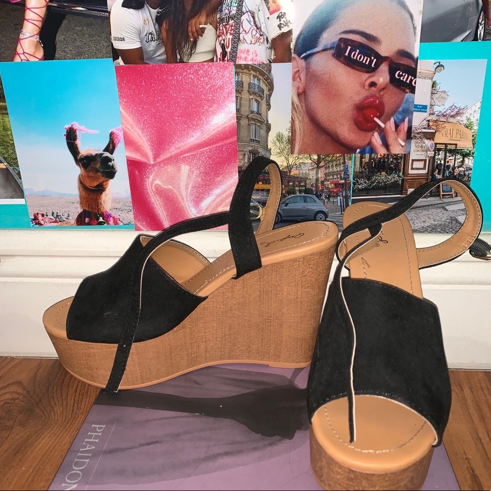 Lulus Black wedges SIZE 8.5